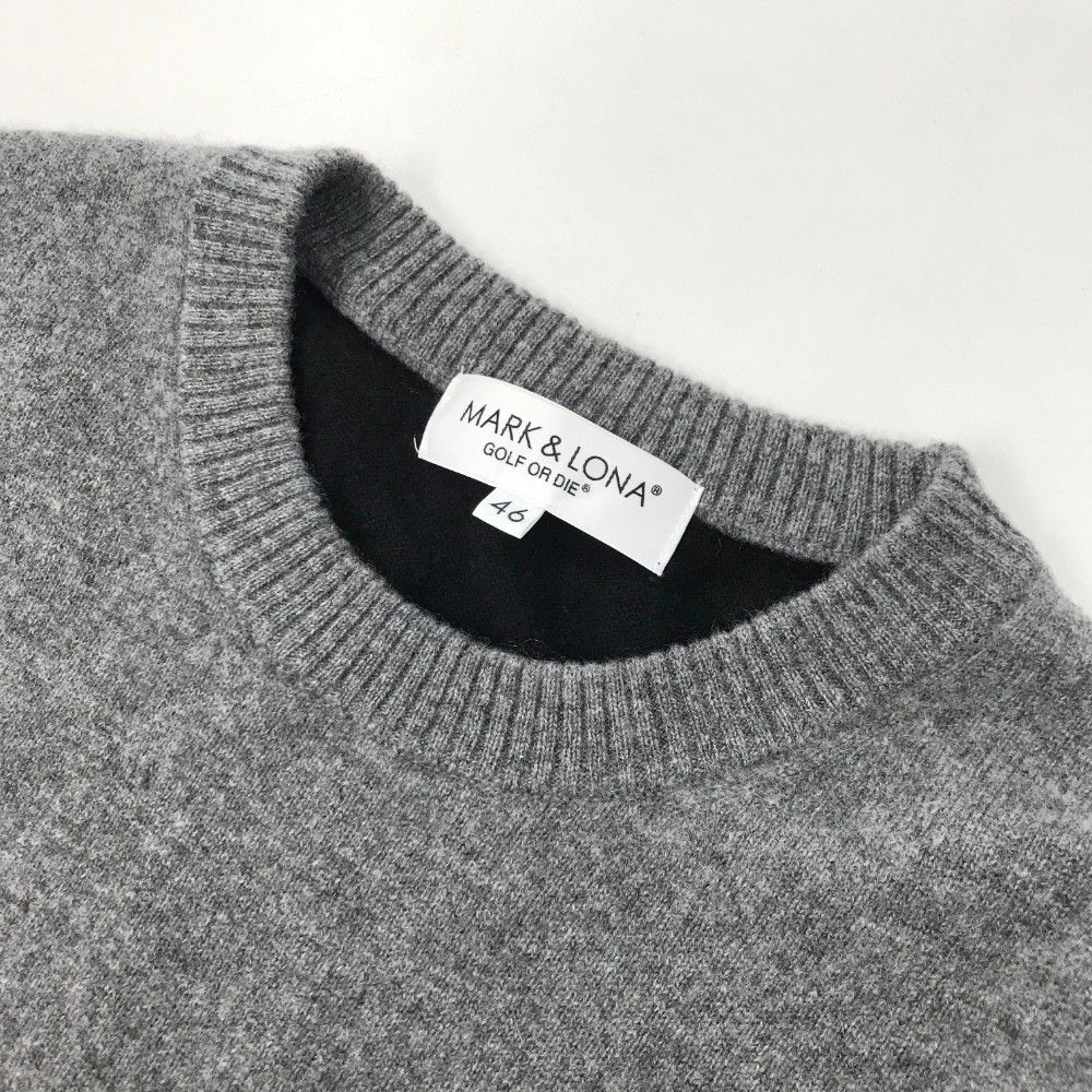 サイズ：46 MARK&amp;LONA マークアンドロナ  カシミヤ ニット セーター スカル柄 グレー系 [240101445476] ゴルフウェア メンズ ストスト サイズ：46 MARK&LONA マークアンドロナ カシミヤ ニット