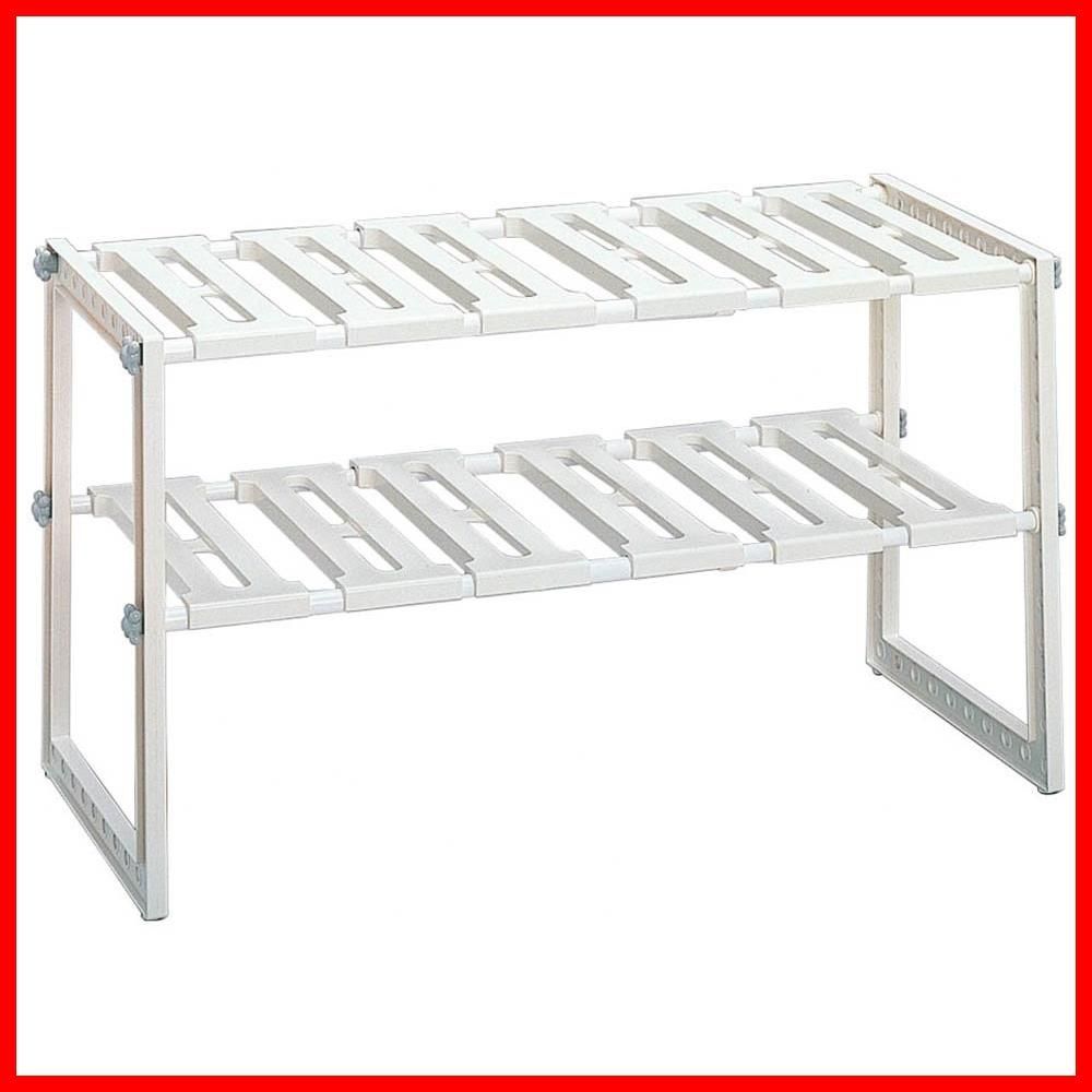 シンク下収納 ホワイト 2段 幅50 75×奥行30.3×高さ39.8cm 伸縮タイプ 棚 シンク下フリーラック キッチン収納 VR-EXT Belca ベルカ