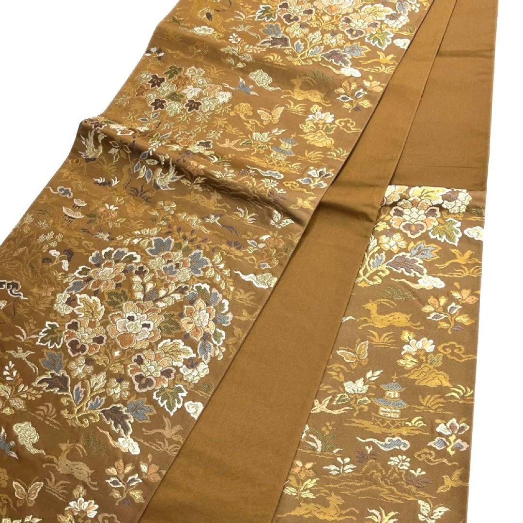 袋帯 篠粋錦 唐花 狩猟文 蝶 鹿 鳥 塔 着物 101b d