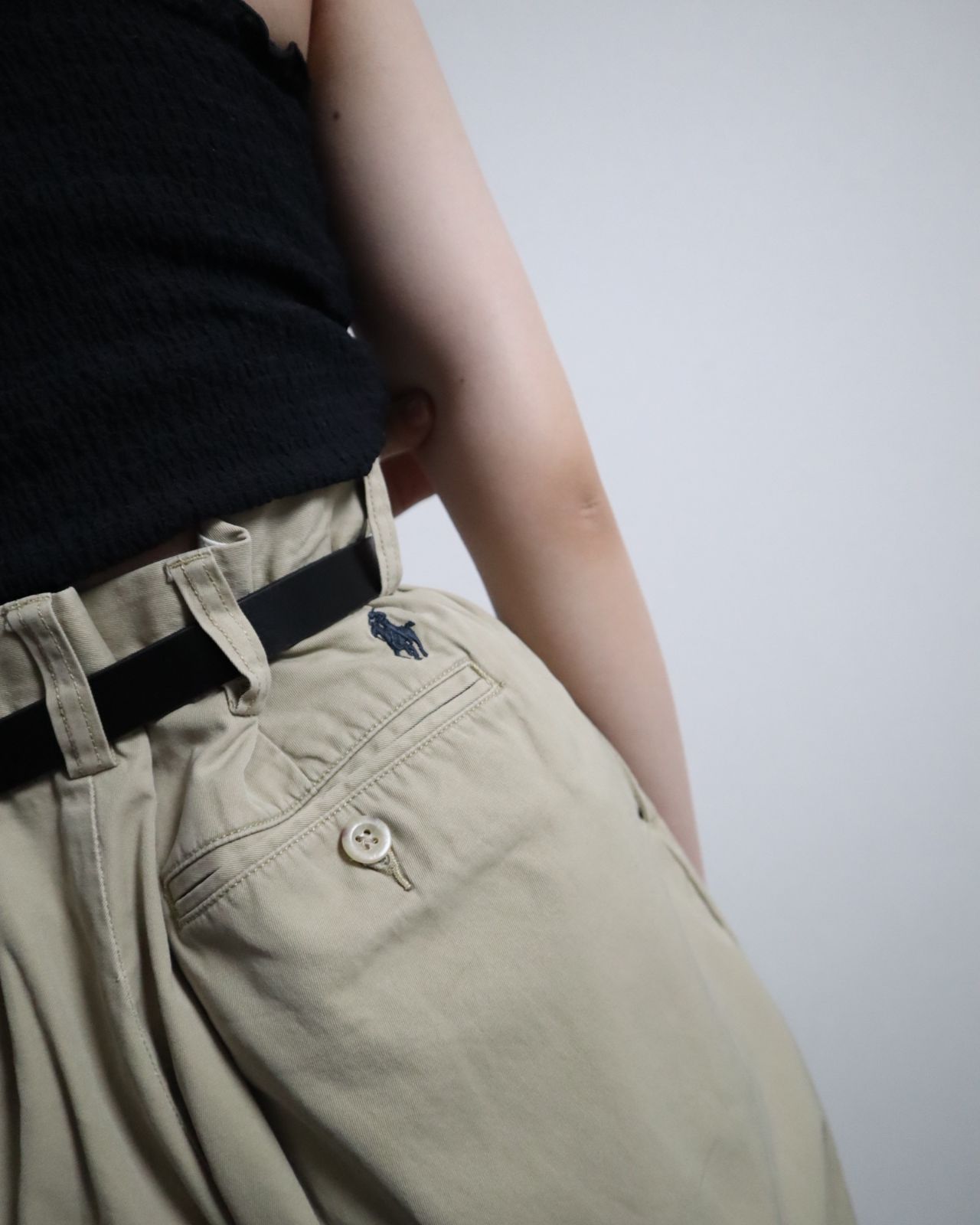 90s ラルフローレン ワイド クラシック チノパン ポロチノ W42 ベージュ POLO RALPH LAUREN - 【ラルフローレン】90s クラシック ワイド