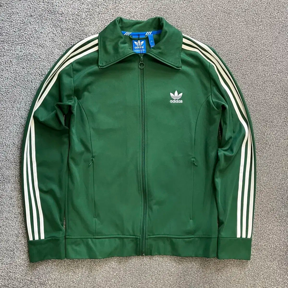 Adidas L トラックジャケット 三本線 緑 グリーン ジャージ