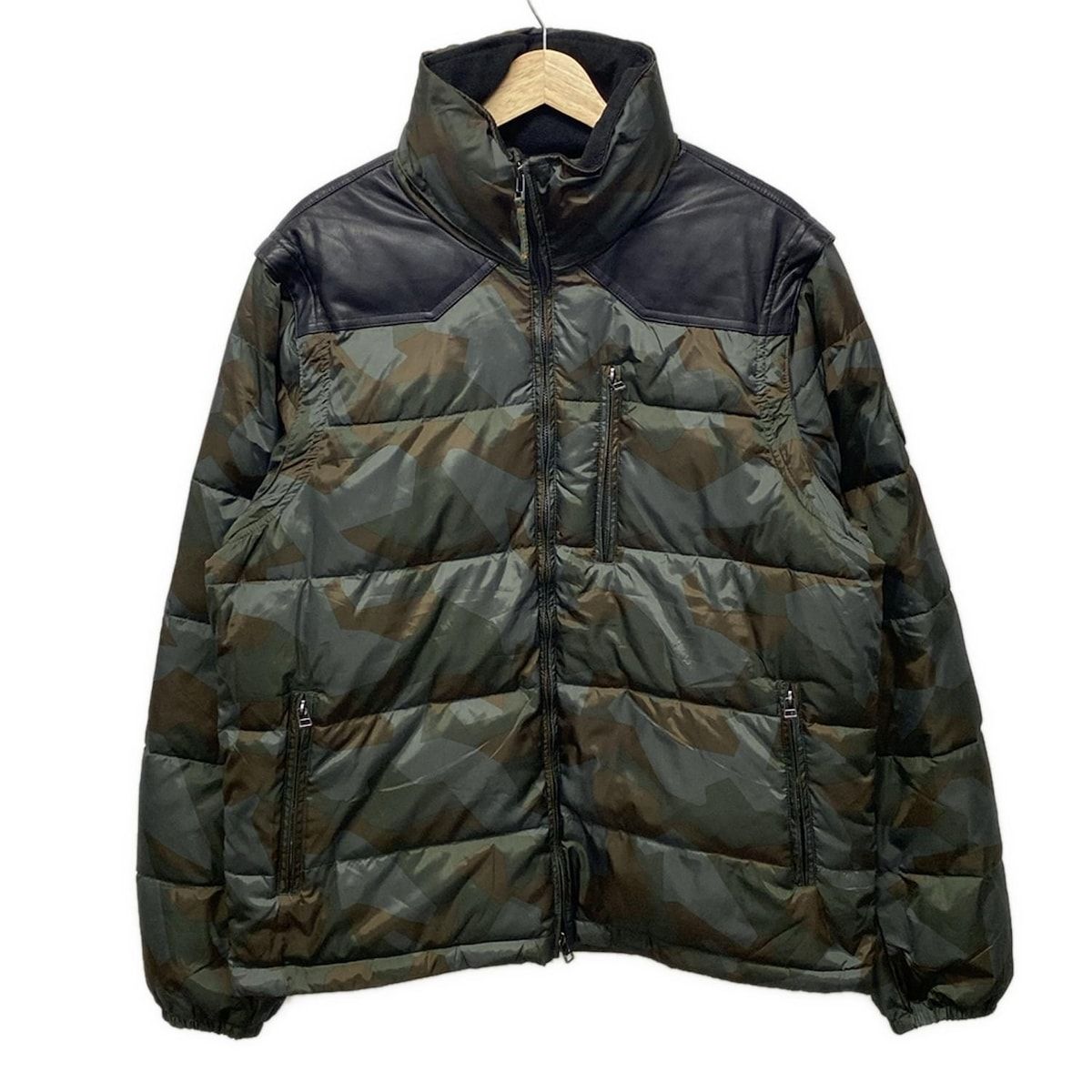 ARMANIEX アルマーニエクスチェンジ ブルゾン サイズL メンズ - ダークグリーン×ダークブラウン×黒 長袖|中綿|袖 着脱可|冬