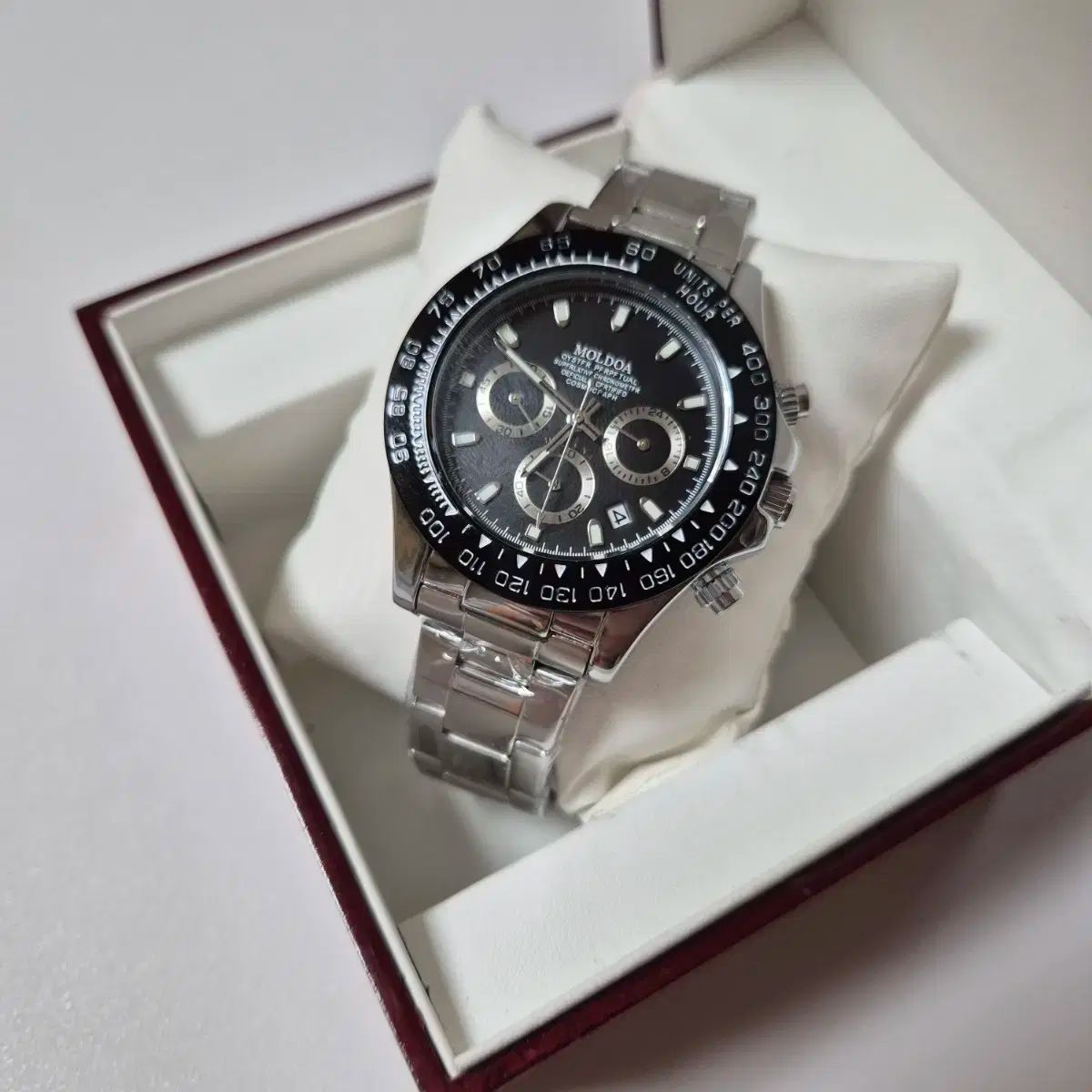 MOLDOA オートマティック クロノ ブラック ダイバー 時計