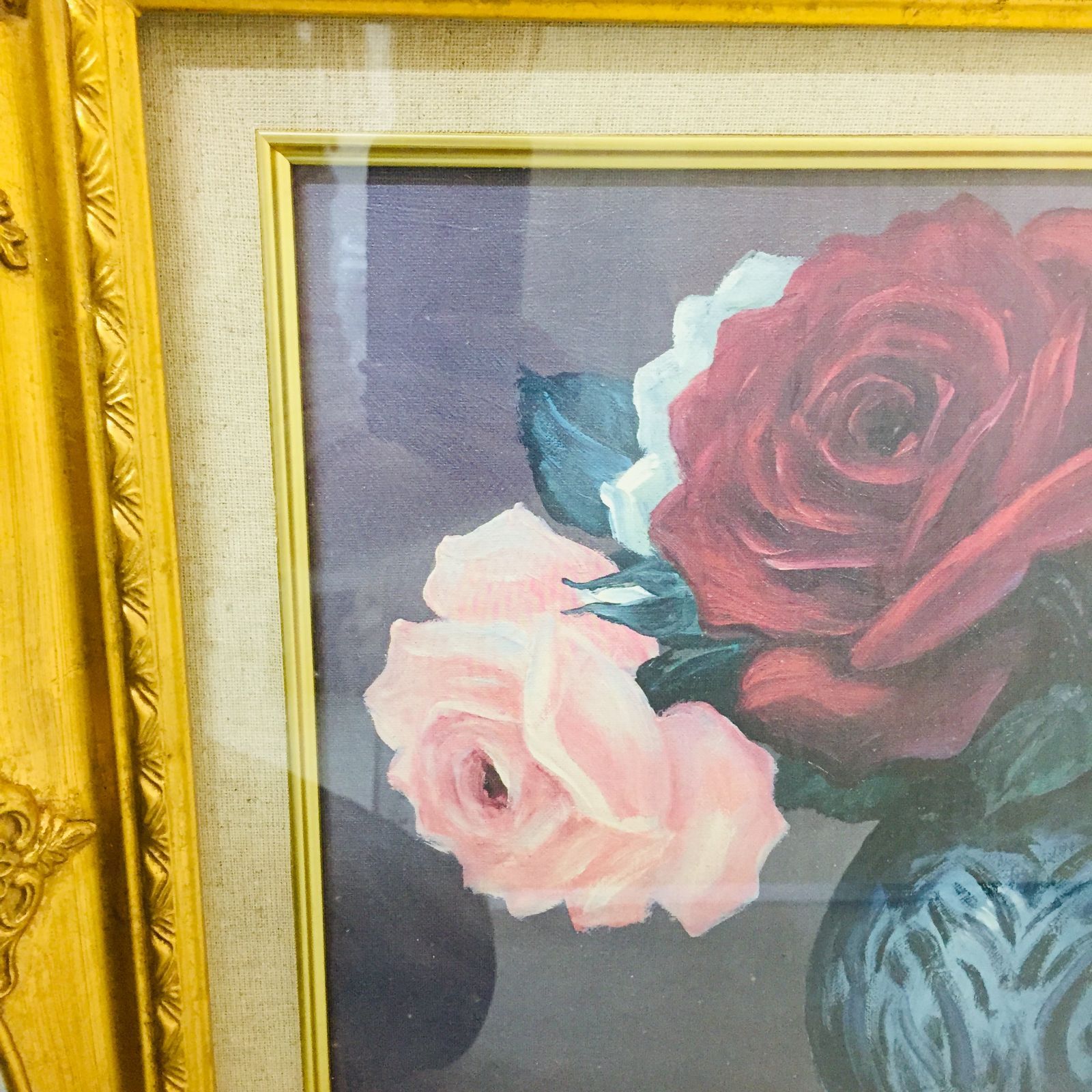 S【絵画】渡辺霊生 バラ 絵画 額縁付き インテリア アート - メルカリ
