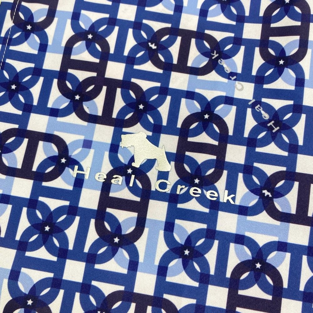 サイズ：48 HEAL CREEK ヒールクリーク  半袖ポロシャツ 総柄 ブルー系 [240101449146] ゴルフウェア メンズ ストスト サイズ：48 HEAL CREEK ヒールクリーク 半袖ポロシャツ 総柄