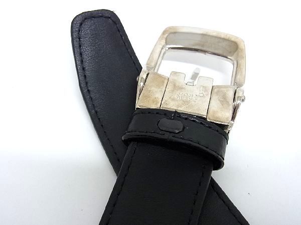 美品 MONTBLANC モンブラン ベルト レザー 本革 メンズ シルバー 黒 MONTBLANC（筆記具、時計） モンブラン ベルト メンズ MONTBLANC