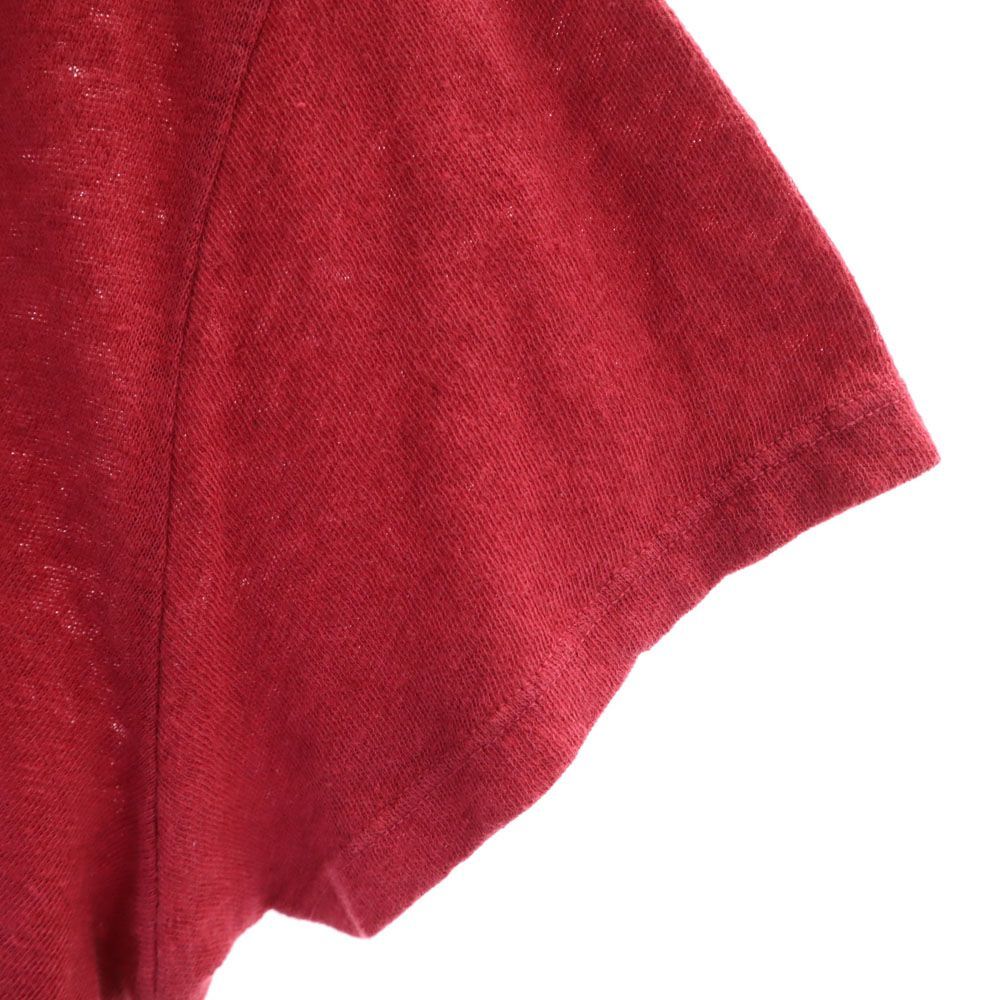 未使用 マザーシュペリオール USA製 リネンブレンド プリント 半袖 Tシャツ M レッド系 MOTHER SUPERIOR レディース 未使用 マザーシュペリオール USA製 リネンブレンド プリント 半袖 T