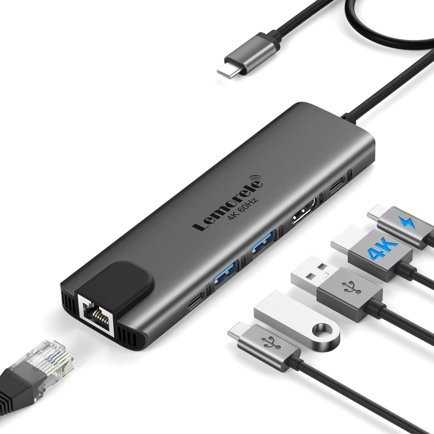 在庫セール】USB Type C ハブ 6-in-1 Lemorele HDMI出力4K@60Hz ハブ MacBook pro/air usb-c  ハブイーサネットLANポート(1000Mbps)/Type-Cアダプター USBタイプC PD100W急速充 - メルカリ