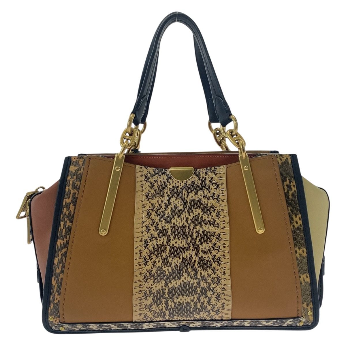 美品 COACH コーチ ブラウン マルチカラー ゴールド金具 レザー 