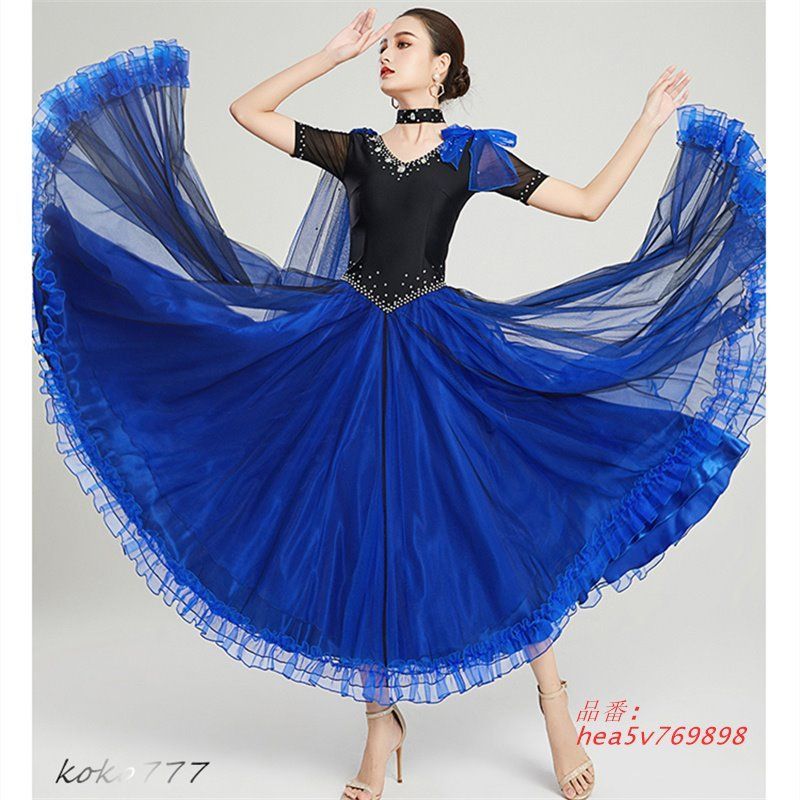 ストーン付き華やかワンピース★ダンスパーティーに最適✭スタンダード向け！ ストーン付き華やかワンピース☆ダンスパーティーに最適