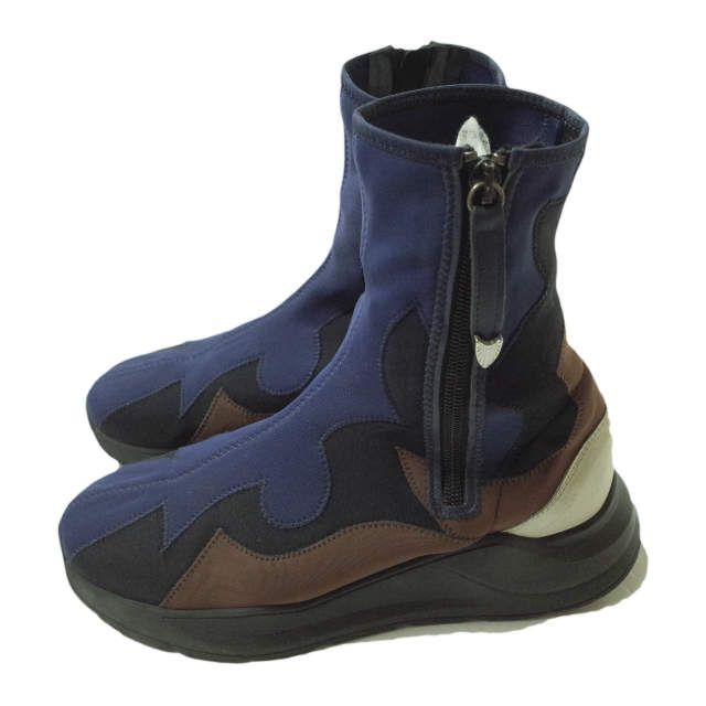 TOGA PULLA トーガ プルラ 2019年製 ネオプレーンサイドジップブーツ 0519G 37(23.5cm) NAVY/BLACK/BROWN ウエスタン スニーカー シューズ g11476 お値下★TOGA PULLA◆トーガプルラ◆ネオプレンスニーカーブーツ◆37