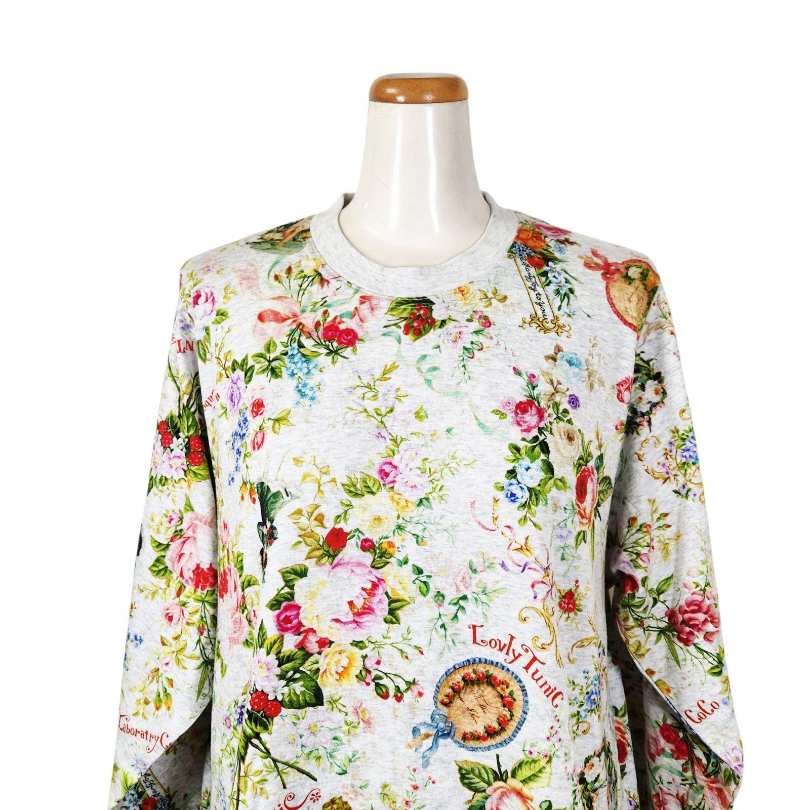 鴨居羊子パジャマ ♥ TUNIC 秋物 長袖トレーナーパジャマ 40接結ローズエンジェル 23438 グレー色