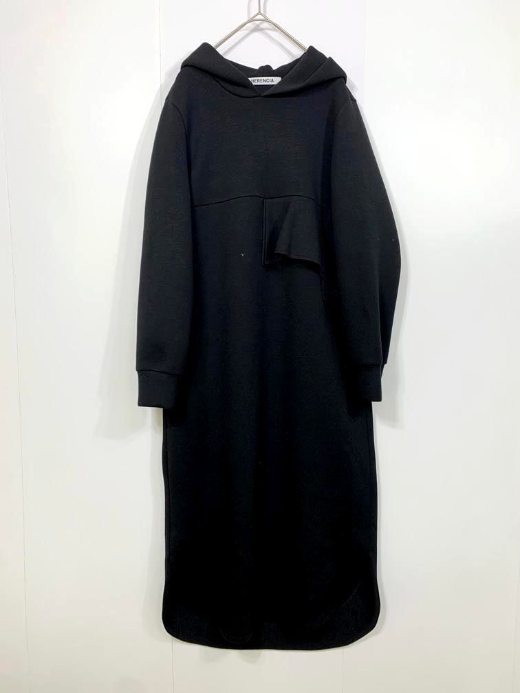 HERENCIA ヘレンチア 1393131 バックフリル パーカー 長袖 ワンピース size38/黒 ◆■レディース