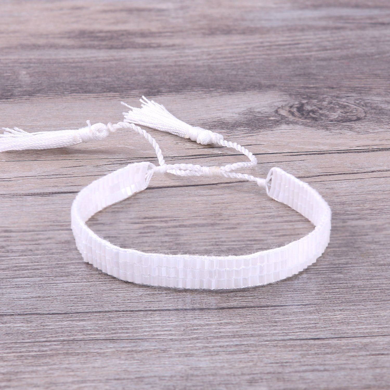 ブルークリスタルビーズラップブレスレット天然皮革ハンドメイドストランドチャームガールズジュエリー 白い KELITCH