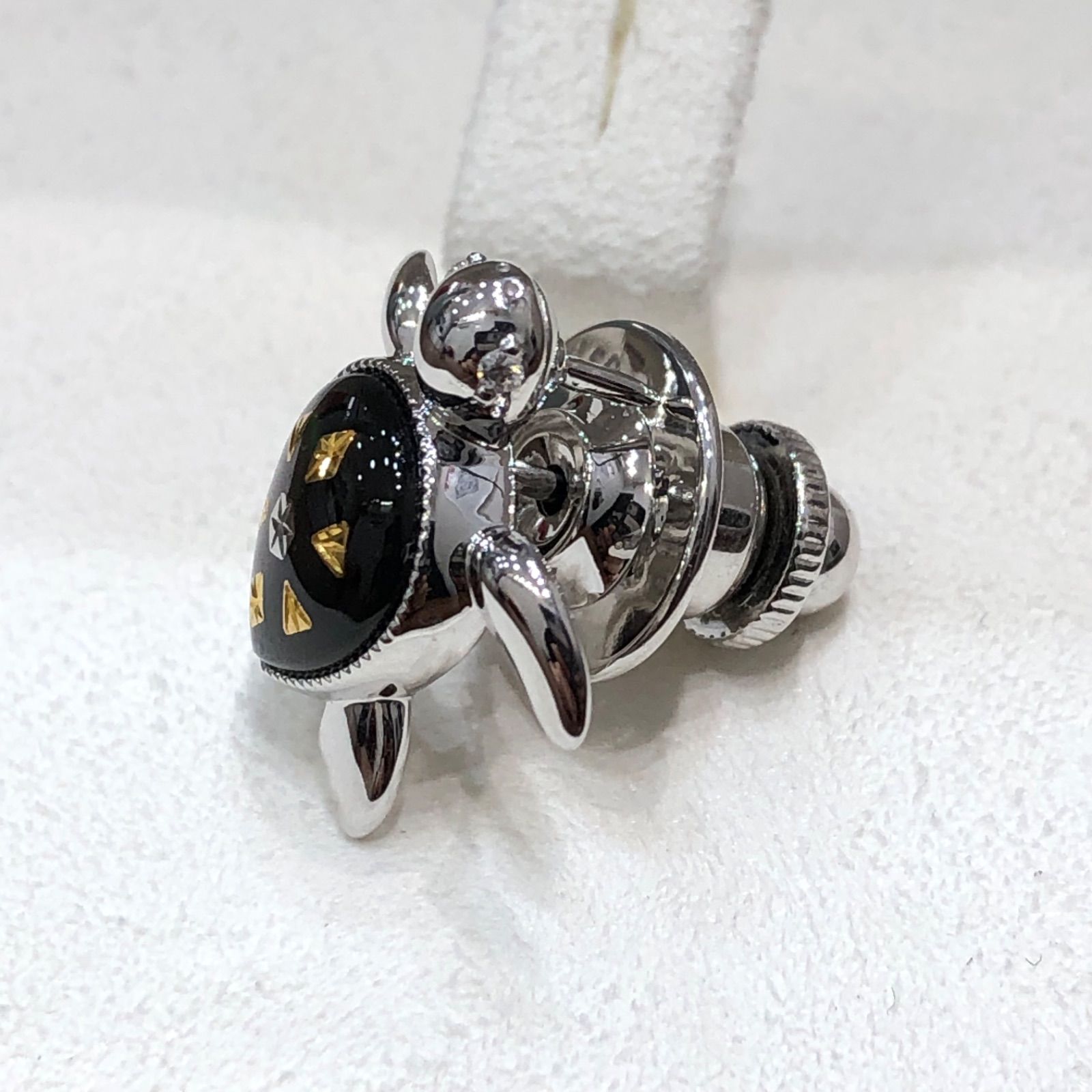 美品】MIKIMOTO ミキモト K18 ピクウェ 黒蝶貝 ダイヤモンド カメ 亀