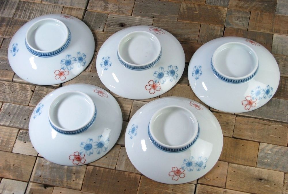 色鍋島 水車に桜花文皿5枚