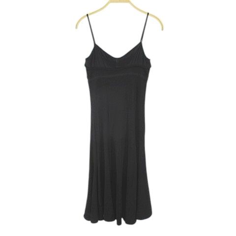 ジャストカヴァリ JUST cavalli ノースリーブ キャミソール 膝丈 フ ワンピース ワンピース 40 黒系 ブラック ストレッチ 無地