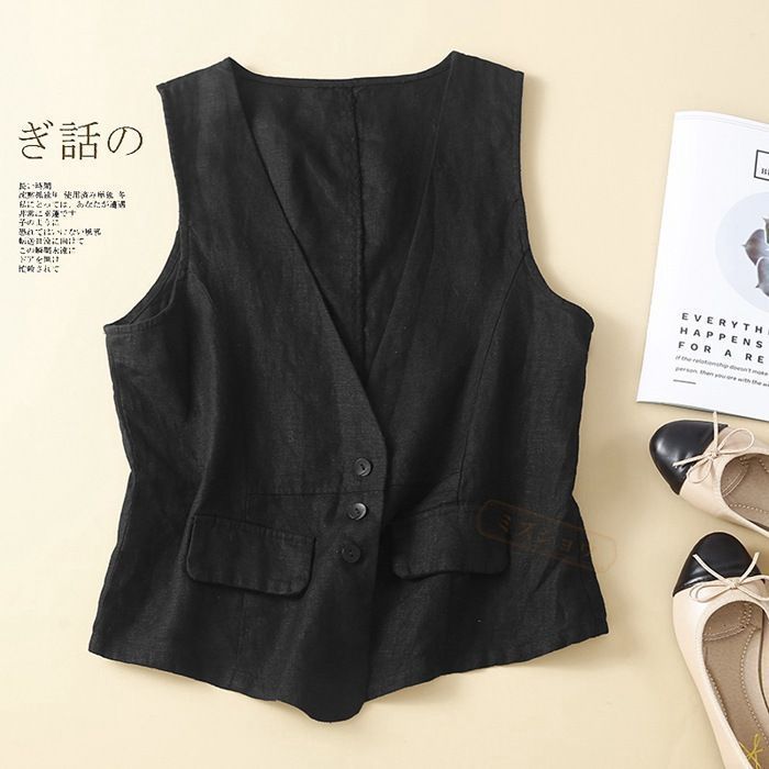 美品＊ネストローブ コットンリネンノースリーブチュニック ネイビー 綿麻 洗える drop-kaitori_4-2406-114