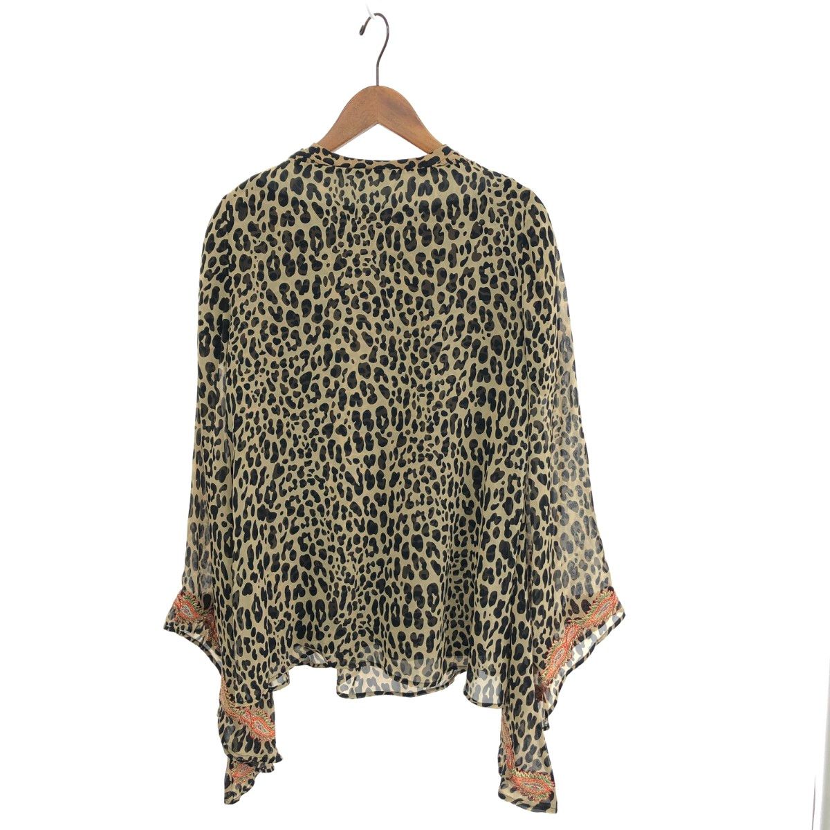 ETRO エトロ 半袖カットソー|ブラウス サイズ 42 総柄|ヒョウ柄|刺繍 ブラック|ブラウン | 240002231594