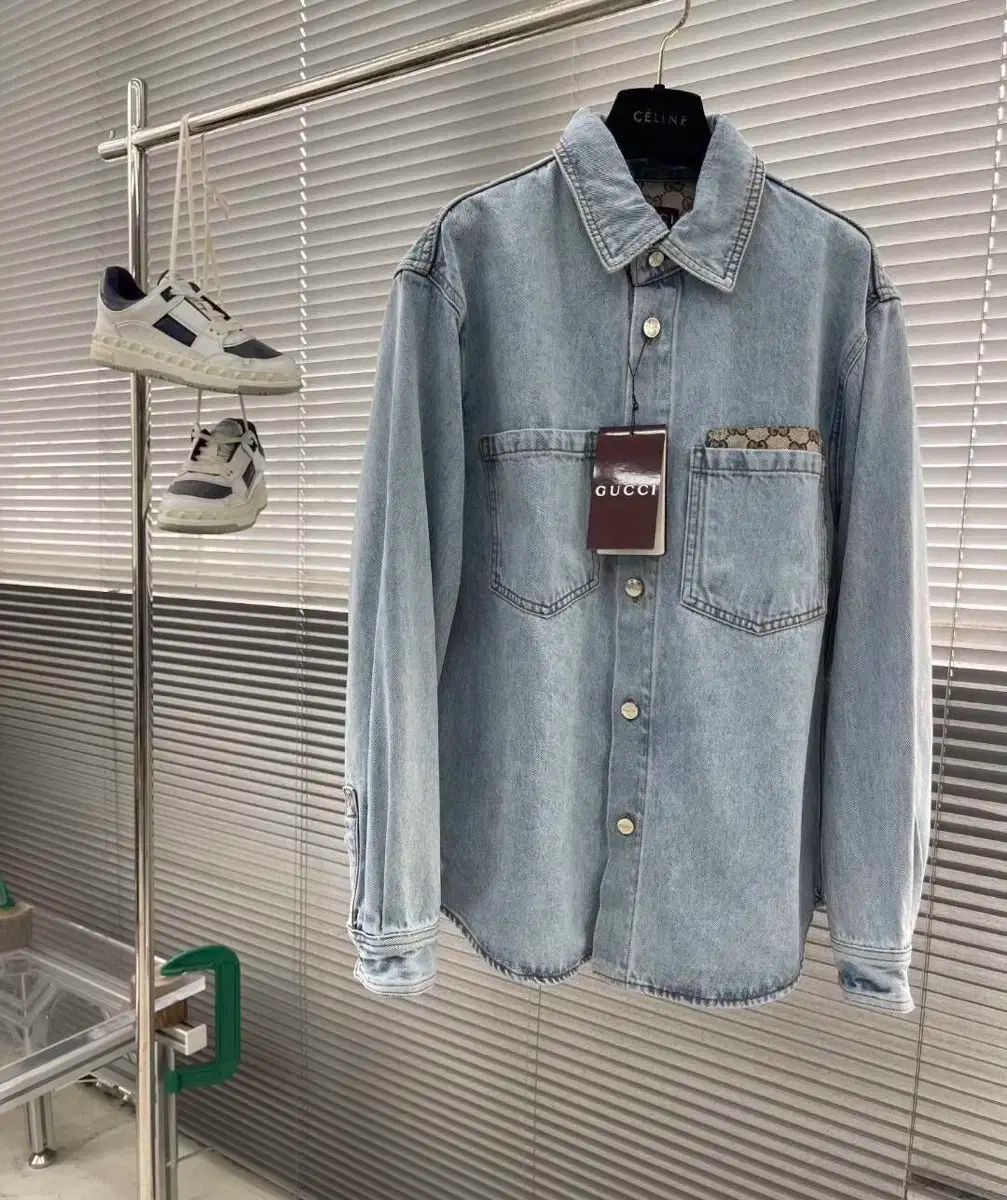 GUCCI グッチ 초가를 시리즈 プリント 尖った 長袖 デニム コート メンズ