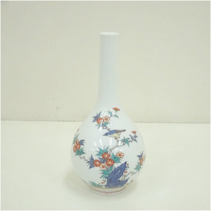 十四代 酒井田柿右衛門造 錦花鳥文一輪生 一輪挿し 一輪生け 花瓶 花器 おしゃれ アンティーク レトロ インテリア 華道 茶道 玄関 花入れ icri