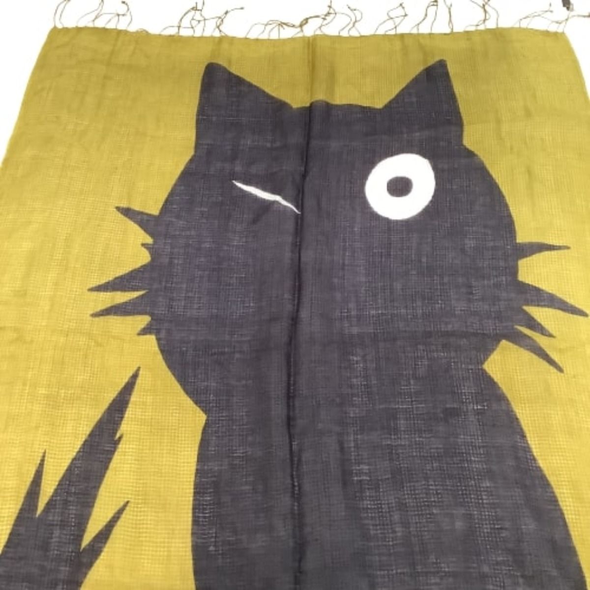 ♪♪JURGEN LEHL ヨーガンレール レディース スカーフ 黒猫 カラシ
