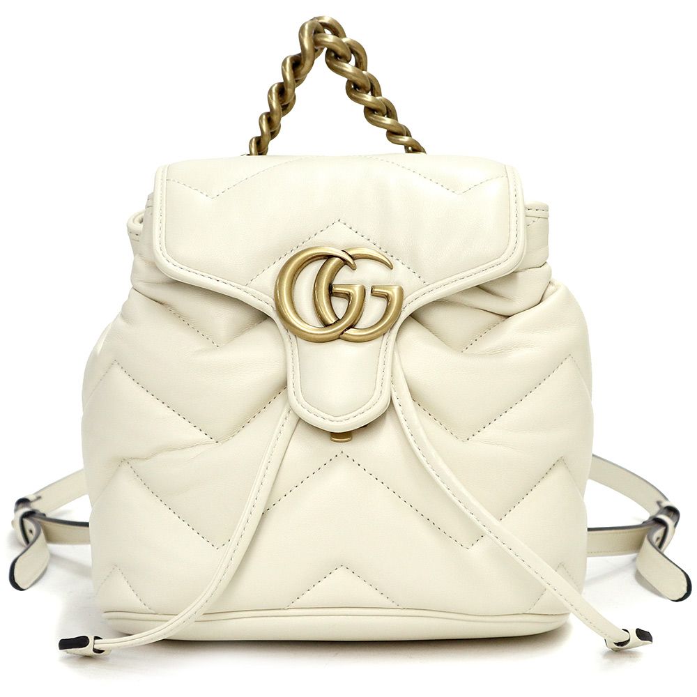 GUCCI ホワイトレザーリュック GUCCI ホワイト レザー バックパック リュック