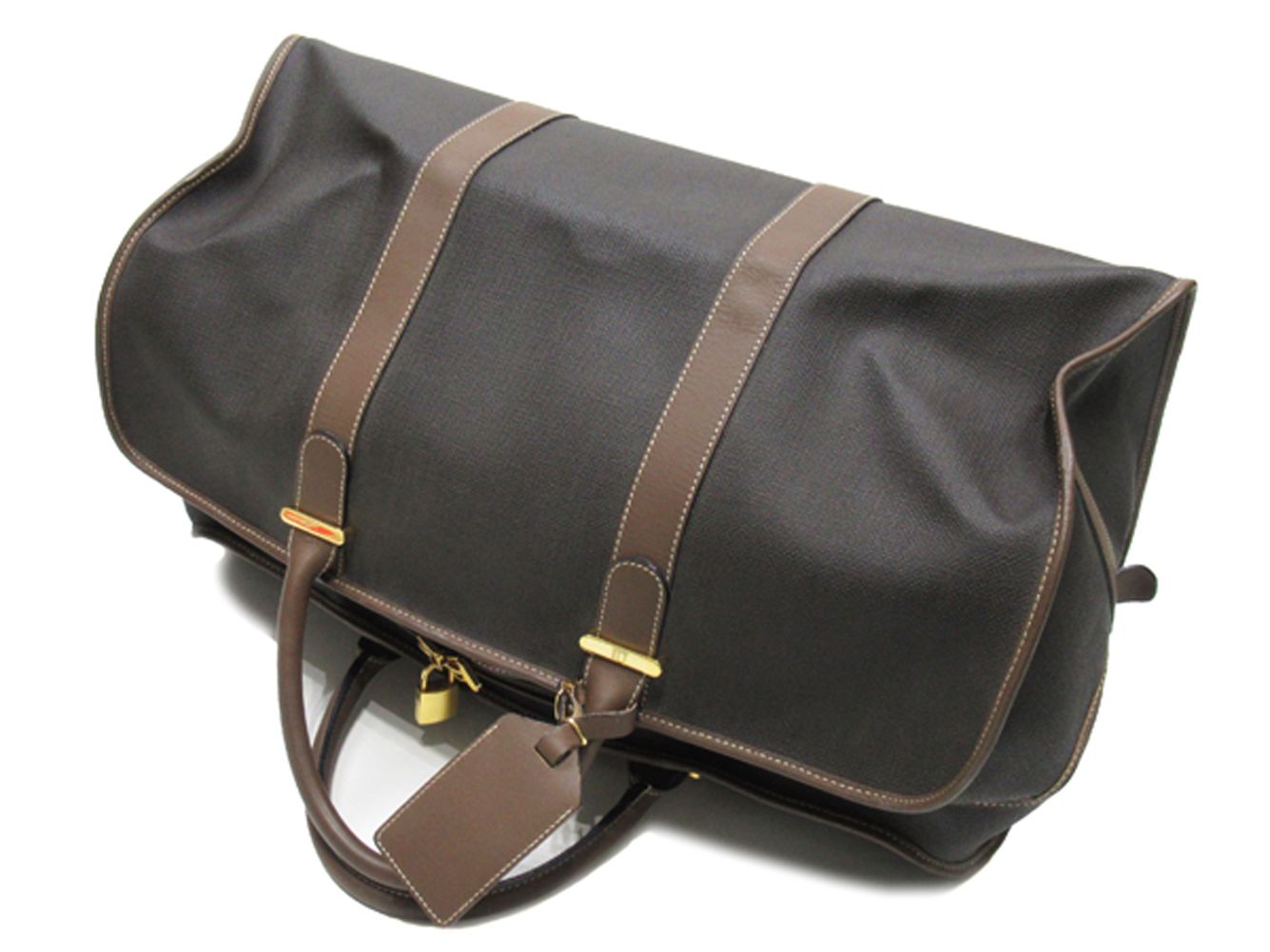 ダンヒル Dunhill ボストンバッグ ヘリンボーン グレー 灰色