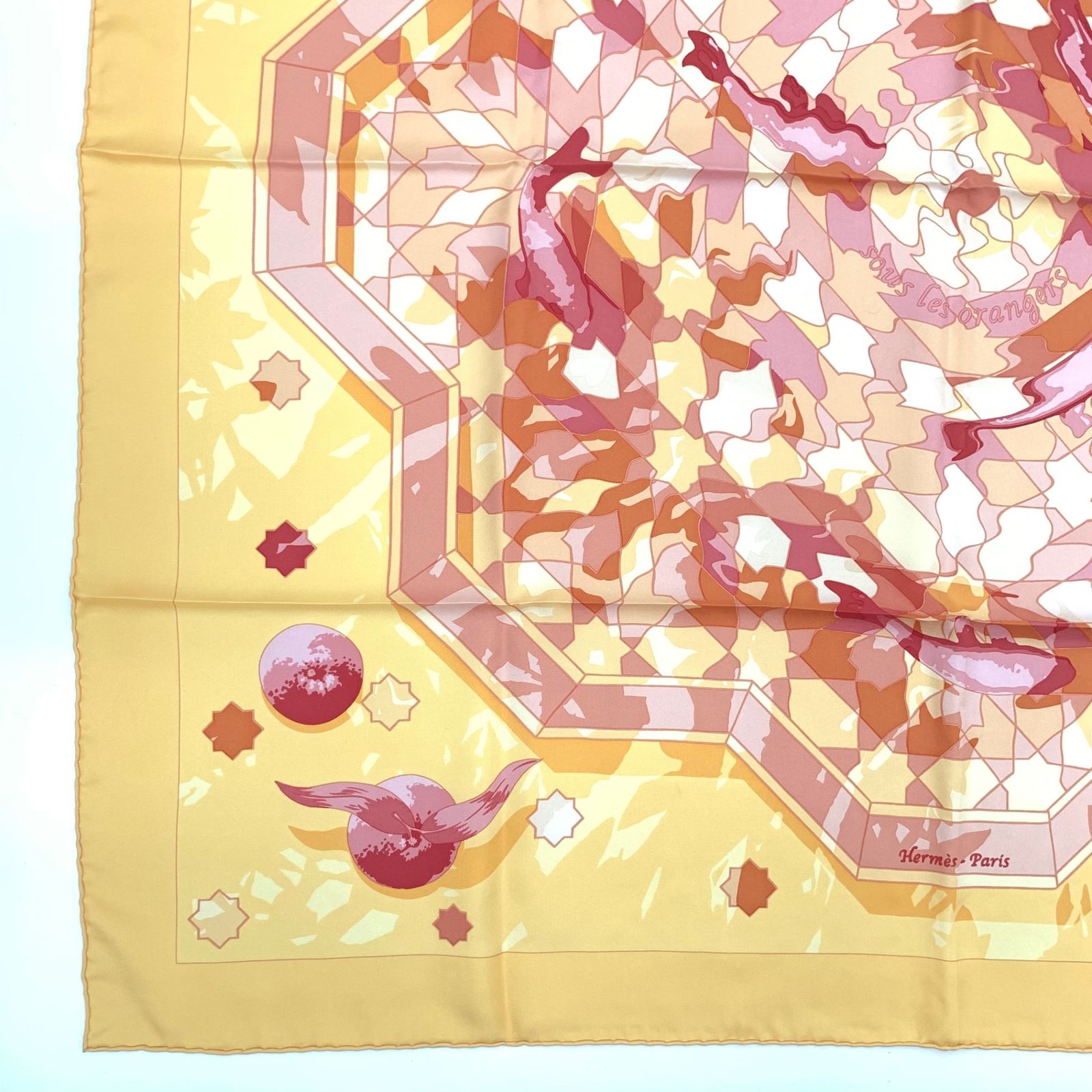 2507-123｜美品｜エルメス カレ 90 スカーフ シルク オレンジ エルメス カレ90 Les merises スカーフ シルク オレンジ A2957443