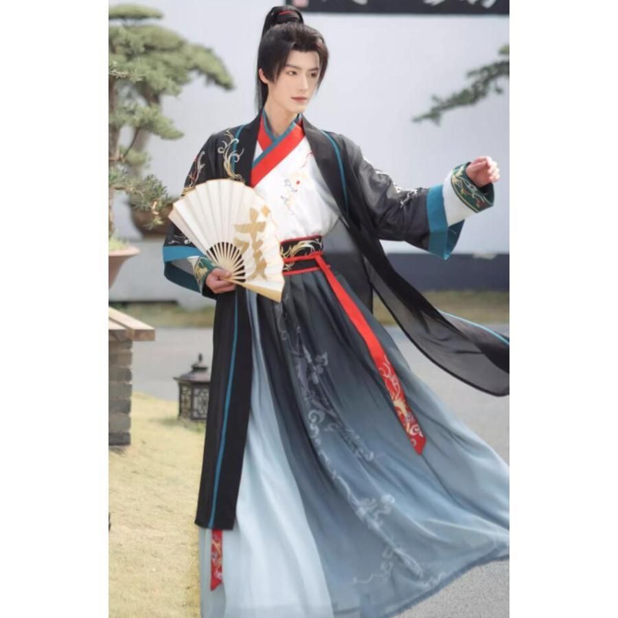 送料無料も!  中華コスプレ 漢服 男女兼用 黒系 チャイナ服3点セット 中国時代劇コスチューム 仮装 変装 メンズ レディース 中華服 唐装 華やか 華流 侠 BJ0903ML133