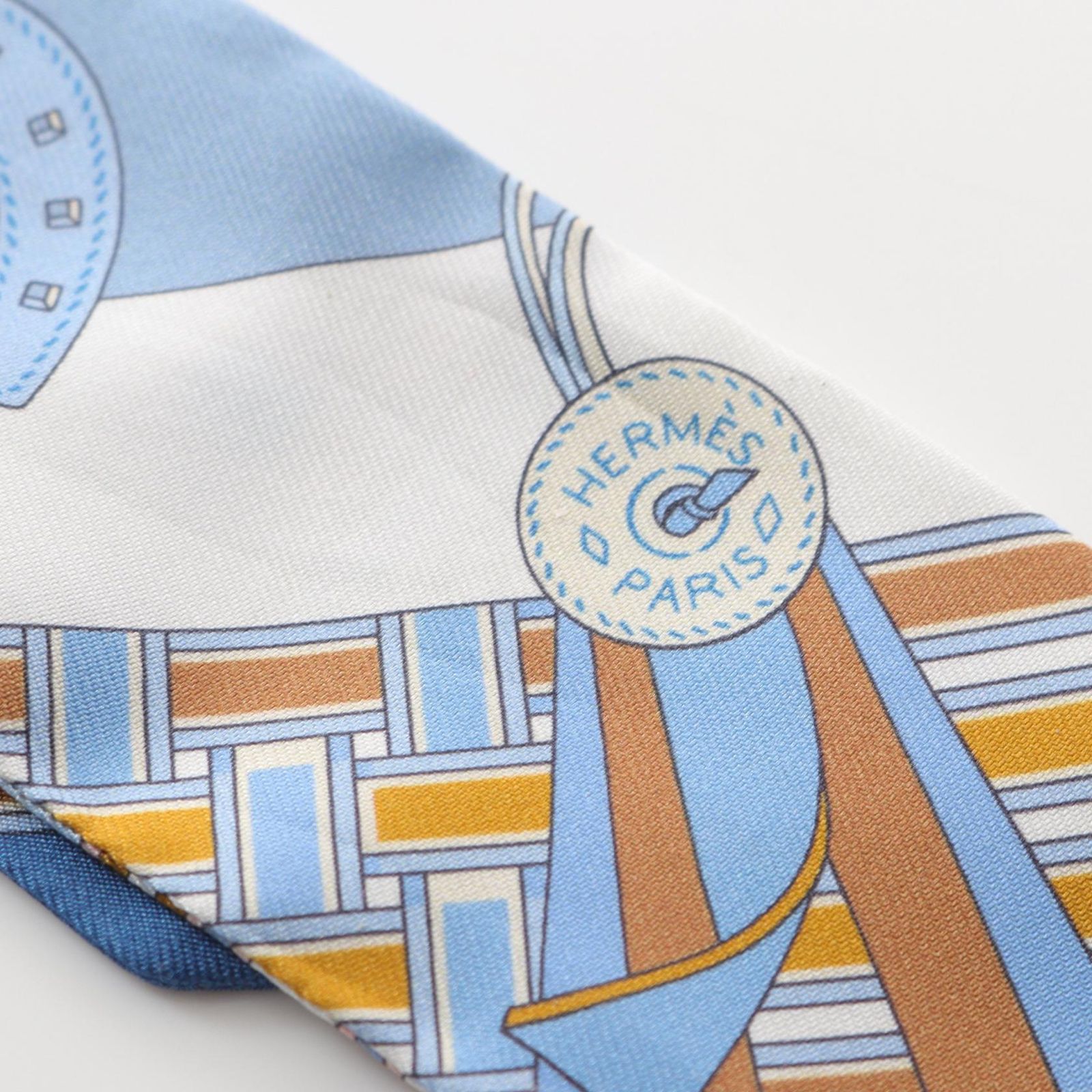 エルメス HERMES スカーフ ツイリー BRIDES ET GRIS GRIS ブルー