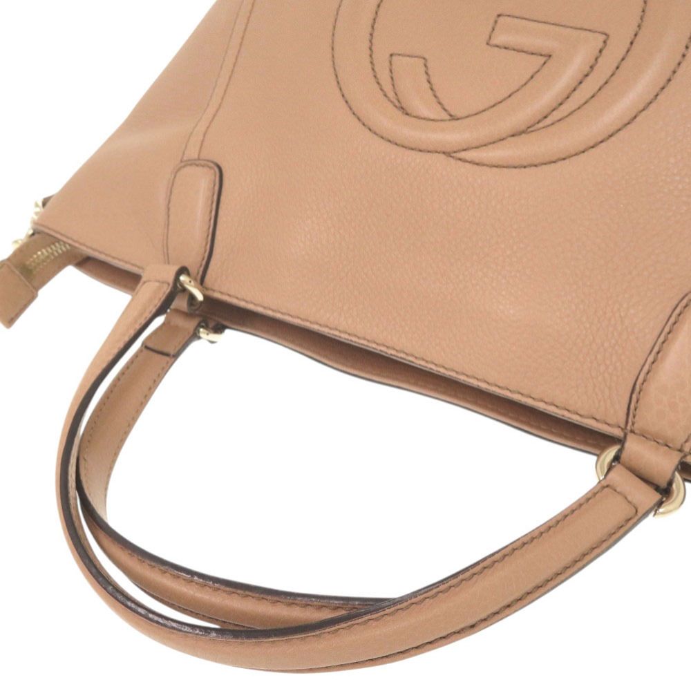 美品 グッチ ソーホー 369176 レザー ピンクベージュ 2WAY