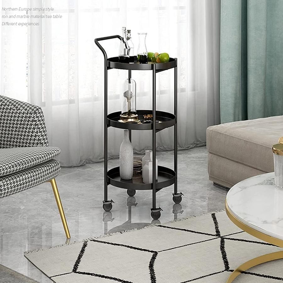 サイドテーブル おしゃれ，車輪とハンドルが付いている北欧の居間の移動式