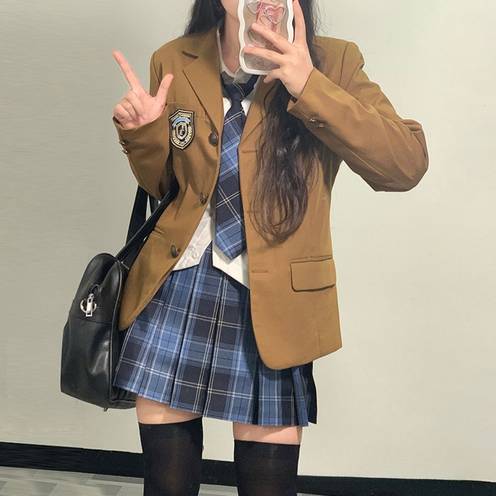 キャメル×ブルースカート  S  制服 学生服 中学生 制服 ブレザー 女子 学生服 スカート 制服上下セット 制服セットアップ 卒業式スーツ女子 小学校 卒業式 スーツ 女の子 中学生 高校
