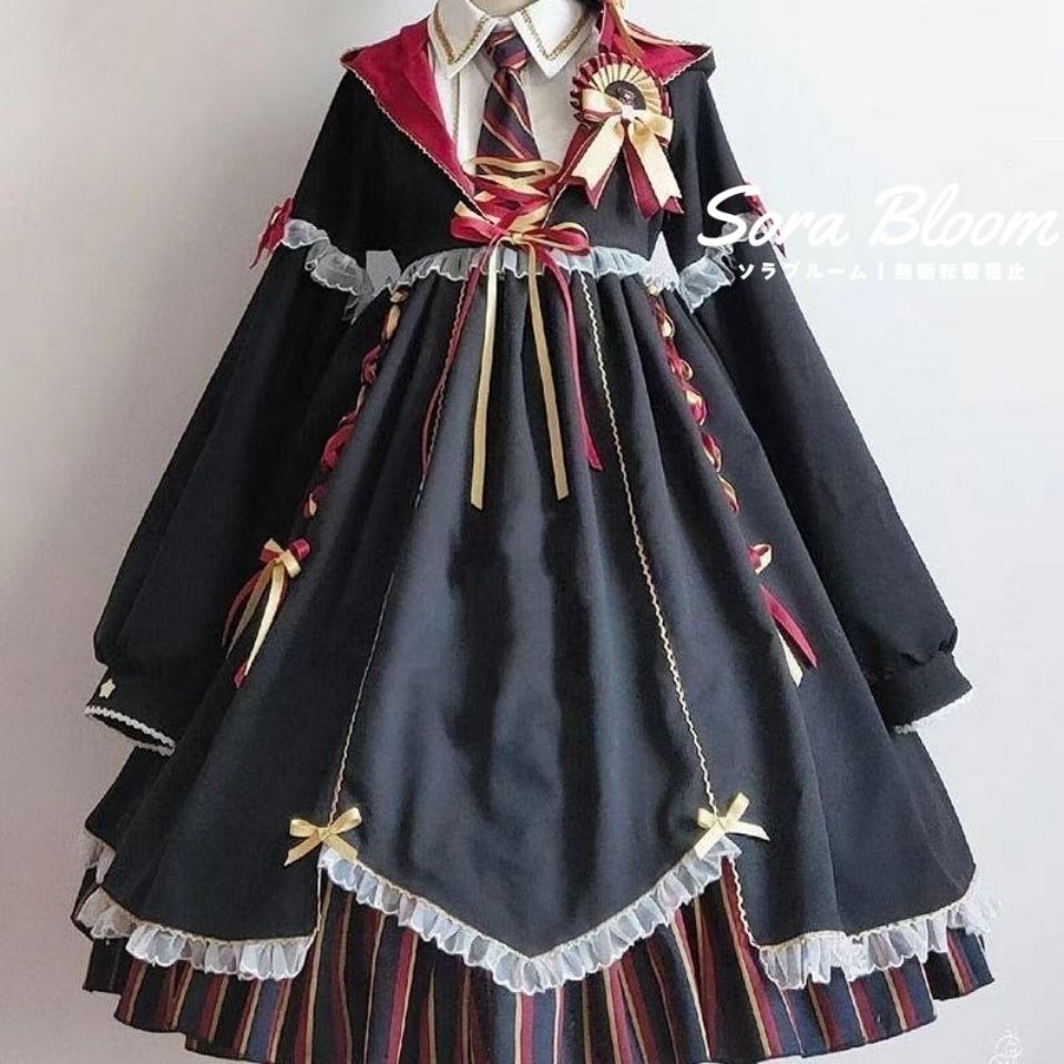 魔法少女風 黒色 ロリータ小魔女OPワンピース 衣装セット 新品未使用 魔法少女風 黒色 ロリータ小魔女OPワンピース 衣装
