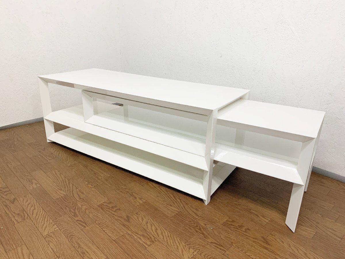 ◆IDC大塚家具 KEN OKUYAMA テレビボード ウェッジE 120 ホワイト ローボード テレビ台 飾り台 伸縮式 家具 定価約11万円 貝1244