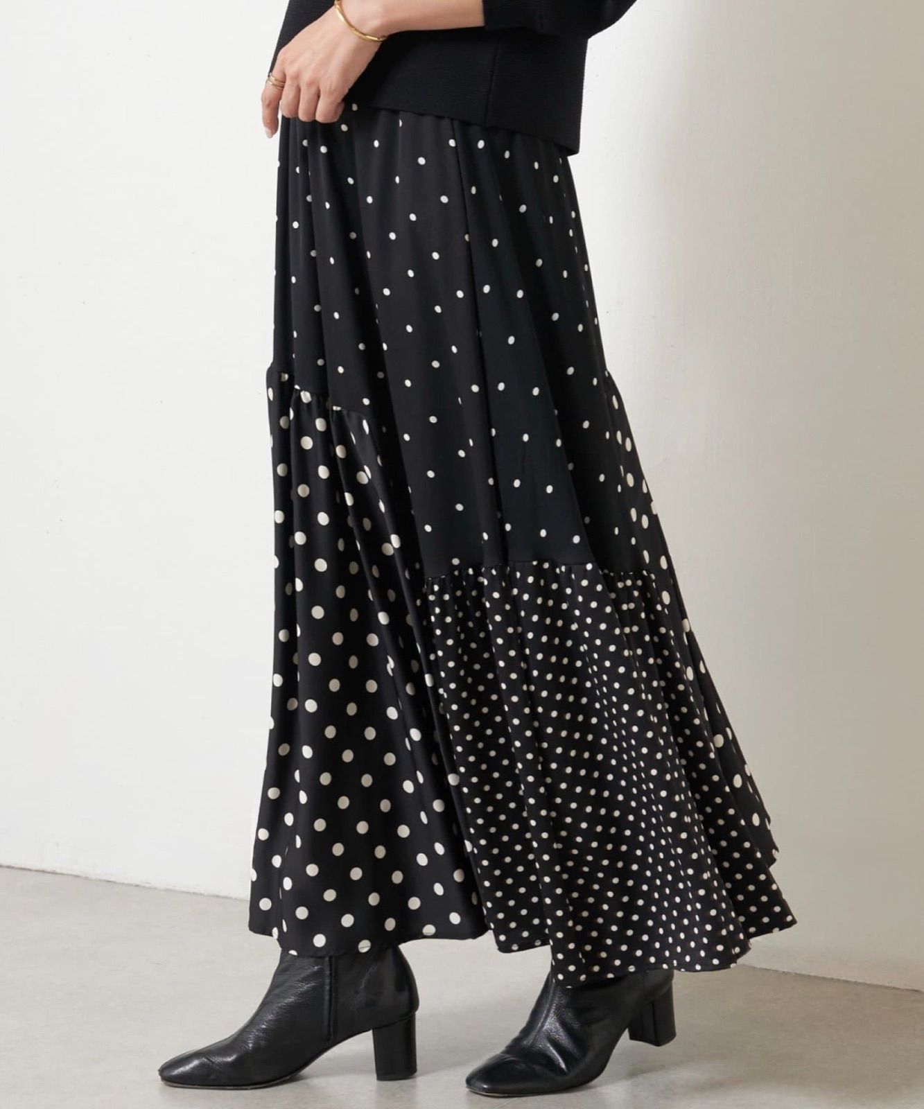 【未使用・新品】ビアズリー beardsleyロングスカート BEARDSLEY ビアズリー ドットパッチワークスカート ロング