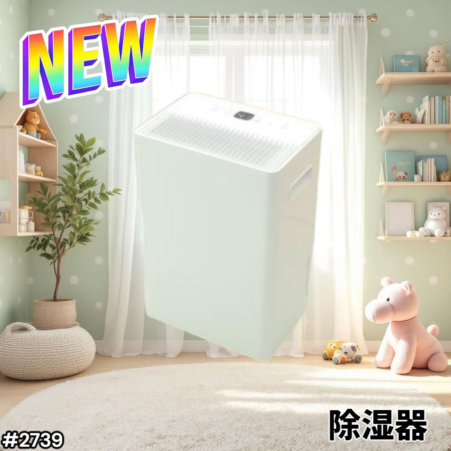 2739 小型 除湿機 コンプレッサー式 最大14畳 衣類 乾燥 ミニ カビ防止