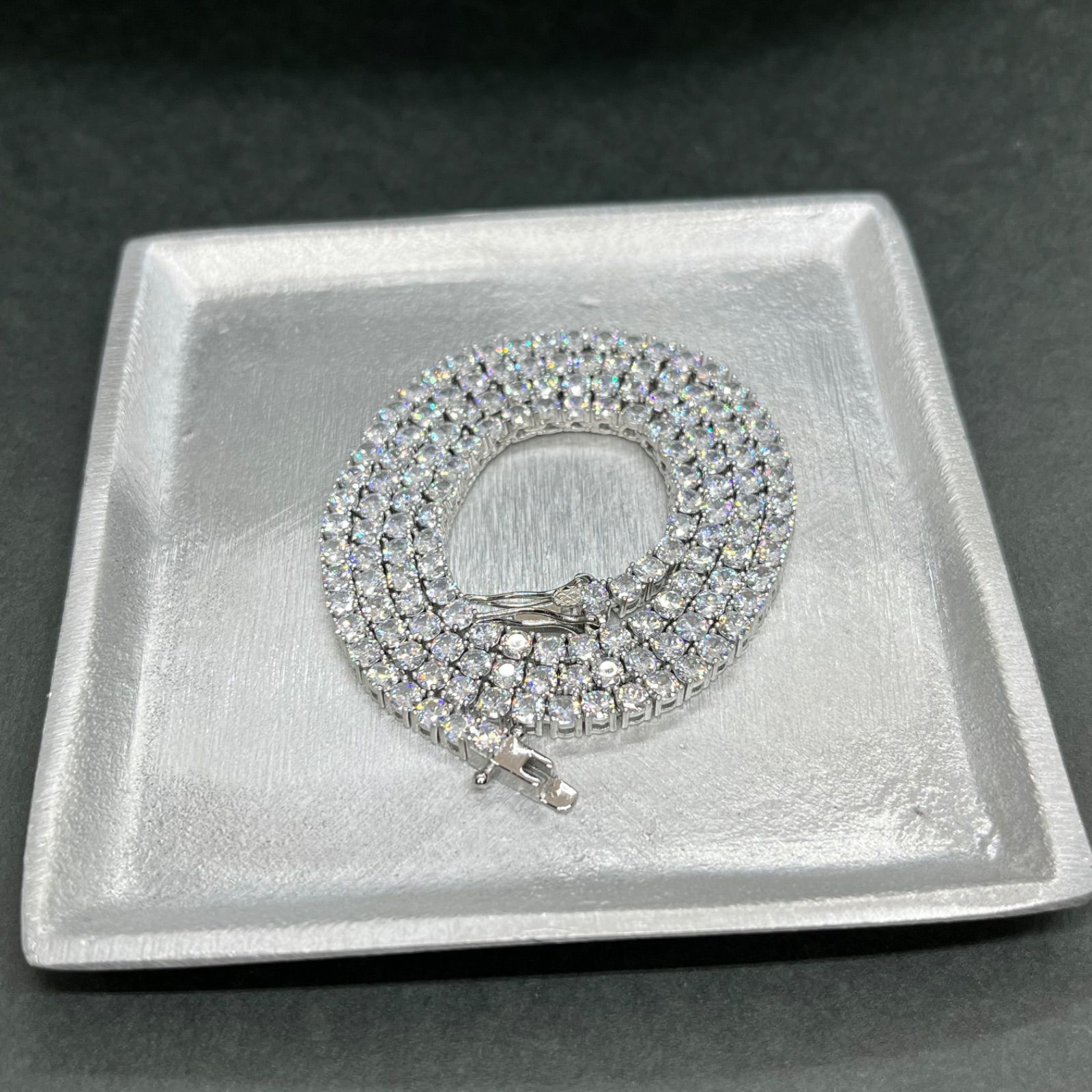 シルバー925 テニスチェーン テニスネックレス 18インチ3mm ジルコニア