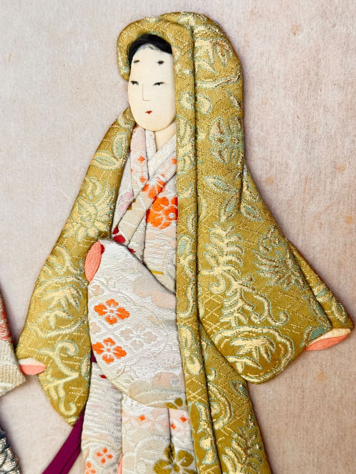 107 押し絵 くるみ絵 押絵 日本画 美術品 時代物 額付き 押絵細工