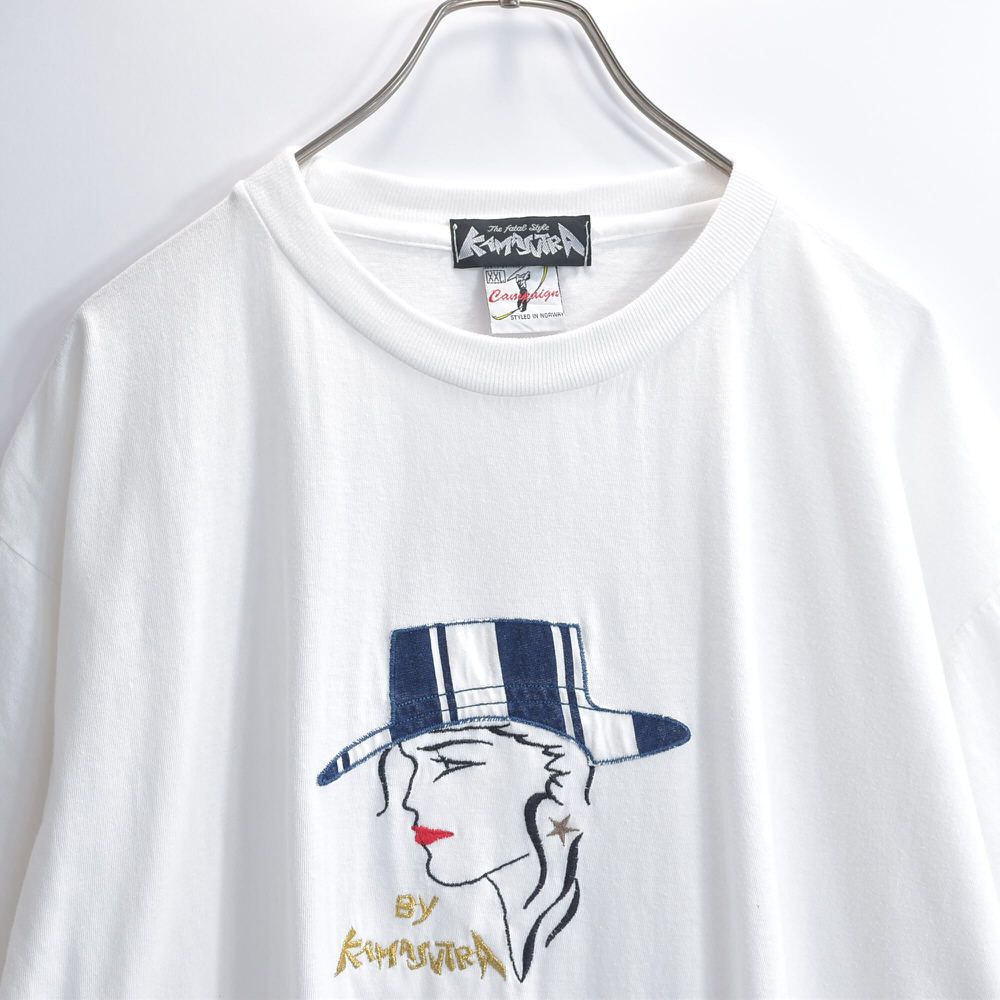 ヨーロッパ 80s 90s Tee Tシャツ 半袖 トップス 刺繍 ヴィンテージ 90s Kamasutra カマスートラ 刺繍 ワッペン フェイス アート