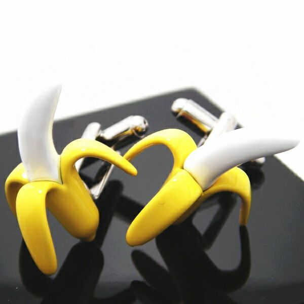 まるごとフレッシュ そんなバナナ ?のバナナカフス カフスボタン カフリンクス cufflinks cuffs メンズ 男性 結婚式 ユニーク おもしろ 面白 面白い ドリンク フード スーツアクセサリー専門店 