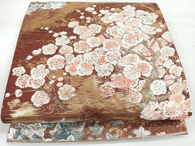 平和屋着物○六通柄袋帯 唐織 歌舞伎 黒地 金糸 正絹 逸品