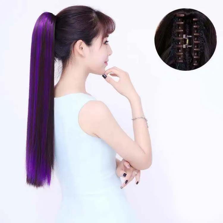 クリップ式 グラデーション 髪の長さ約60cm 原宿 ストレート グラデタイプ ハロウィン ロングポニーテール ウィッグ 簡単装着 ポニーテール コスプレ ボリューム dzdx8597