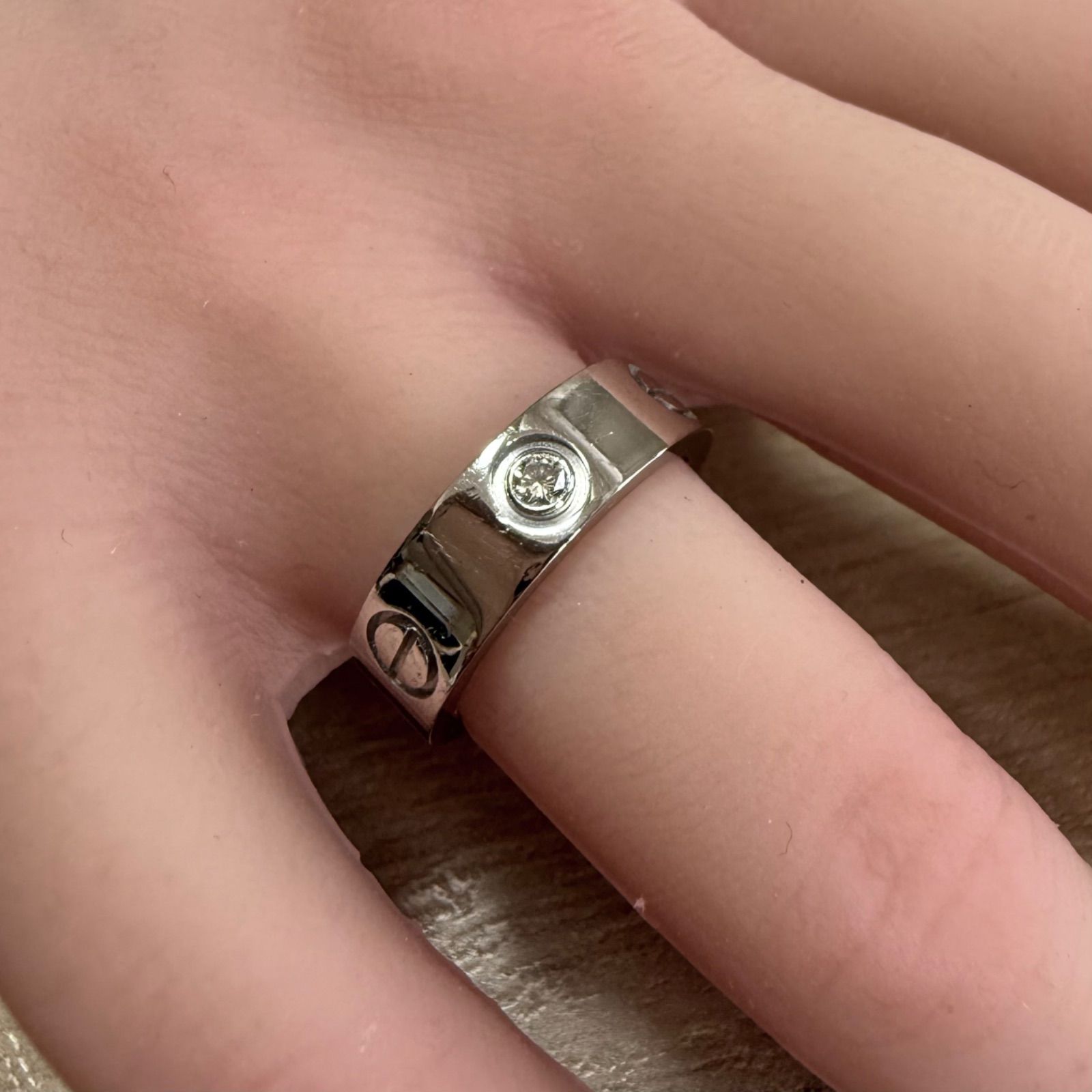 カルティエ ラブリング ハーフダイヤ 3P K18 750 WG #50 10号 Cartier 