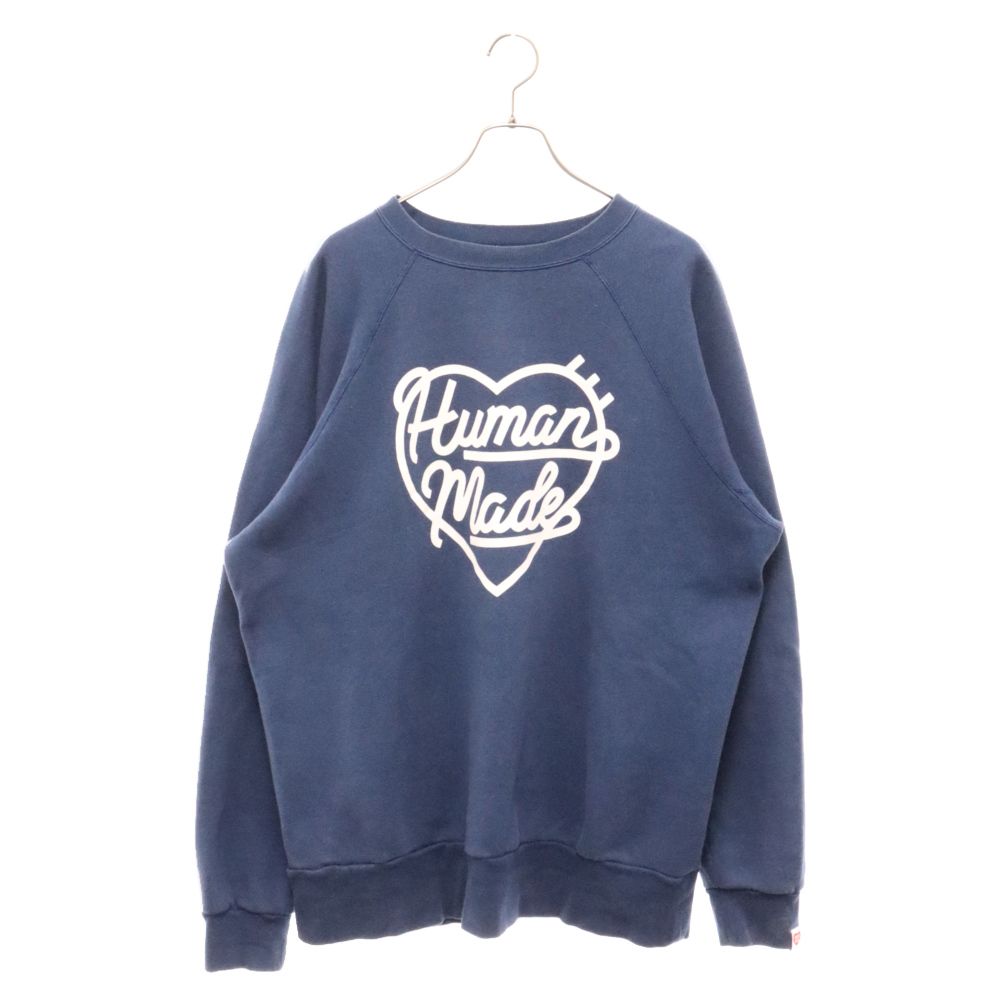 HUMAN MADE (ヒューマンメイド) RAGLAN CREWNECK SWEATSHIRT ロゴクルーネックスウェットトレーナー ネイビー