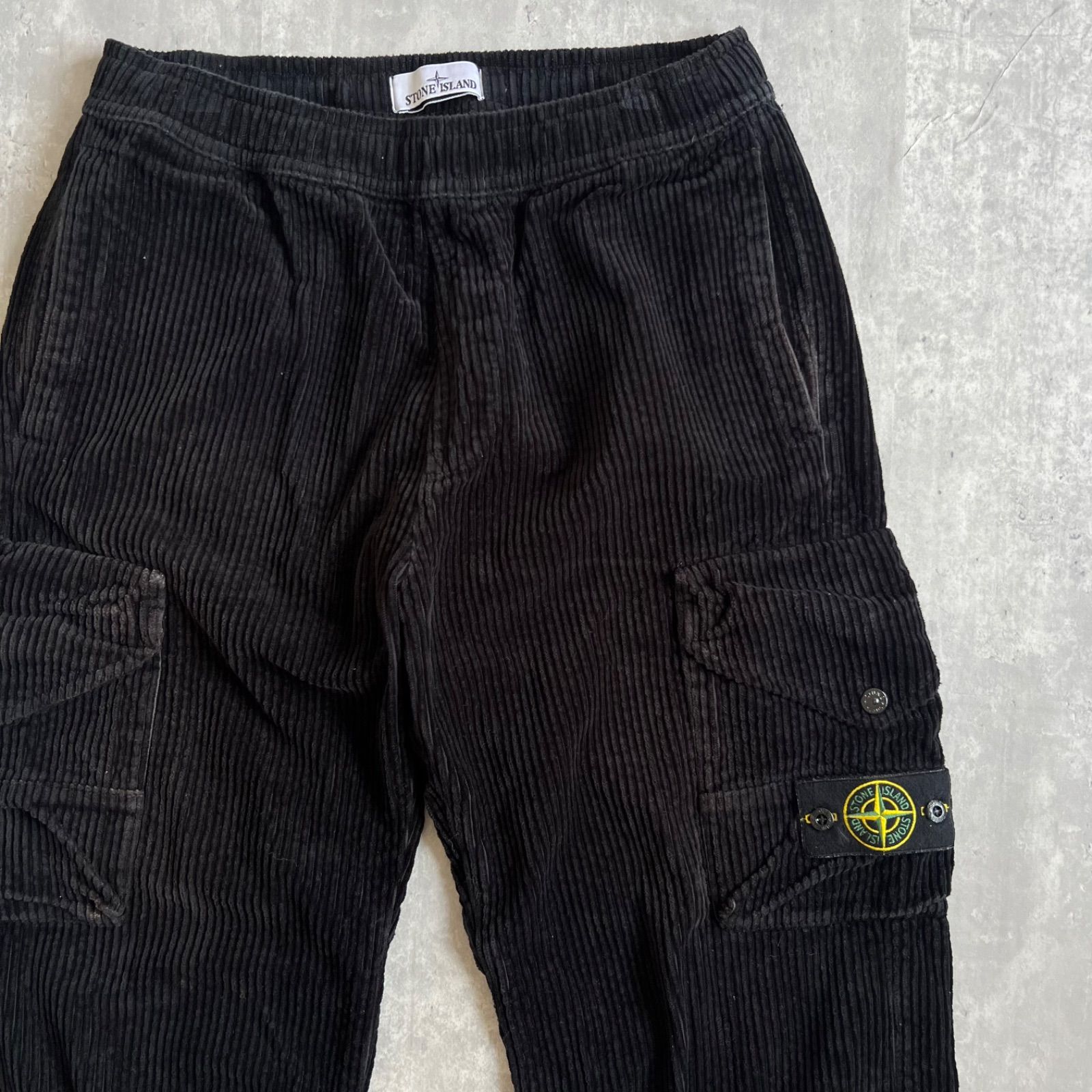 STONE ISLANDトラウザーズコーデュロイカーゴパンツブラック31