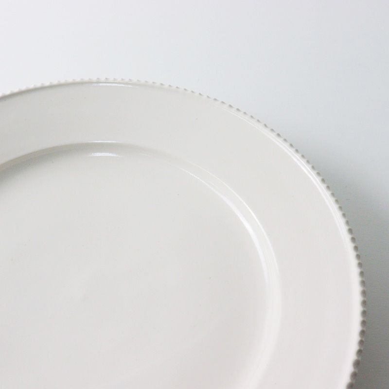 美品 岡田直人 ふちしのぎプレート L/オフホワイト うつわ 食器