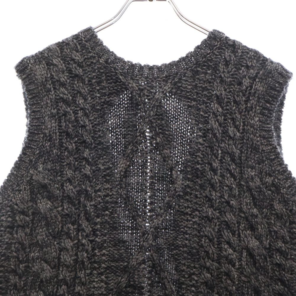 Christian Dior - Christian Dior クリスチャンディオール カシミヤ バックリボンケーブルニットベスト グレー レディース 344T40AM039 レディース Christian Dior (クリスチャンディオール) カシミヤ バック