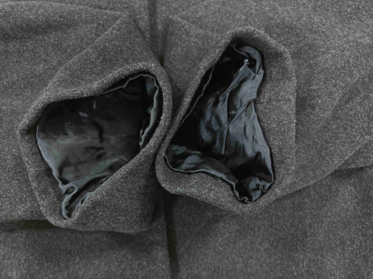 襟無しウールコート チャコールグレー